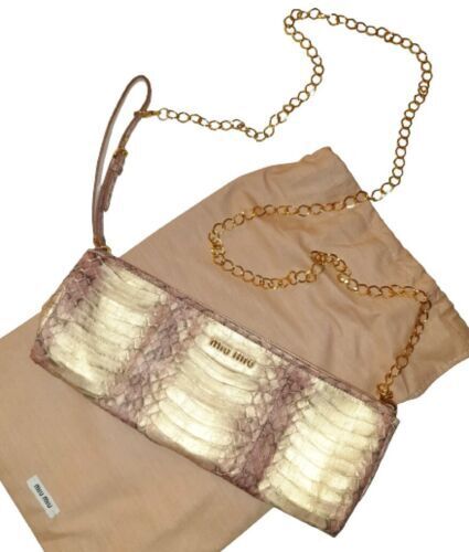MIU MIU 2Way Side Ribbon Handbag Beige Leather Y2K Used MIU MIU 2Way Side Ribbon Handbag Beige Leather Y2K Used