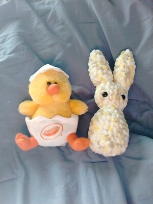 Hallmark Crayola Chick Hatching egg Handmade Bunny Rabbit Yellow Plush Stuffed 