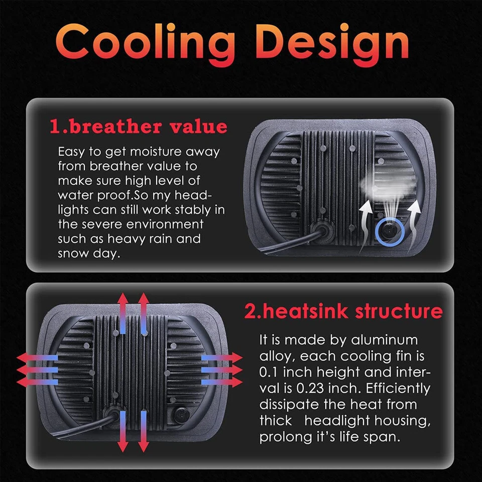 Fit 1996-2018 GMC Savana 1500 2500 3500 7x6" Inch LED Headlight Hi/Lo Halo DRL - Image 4 of 4