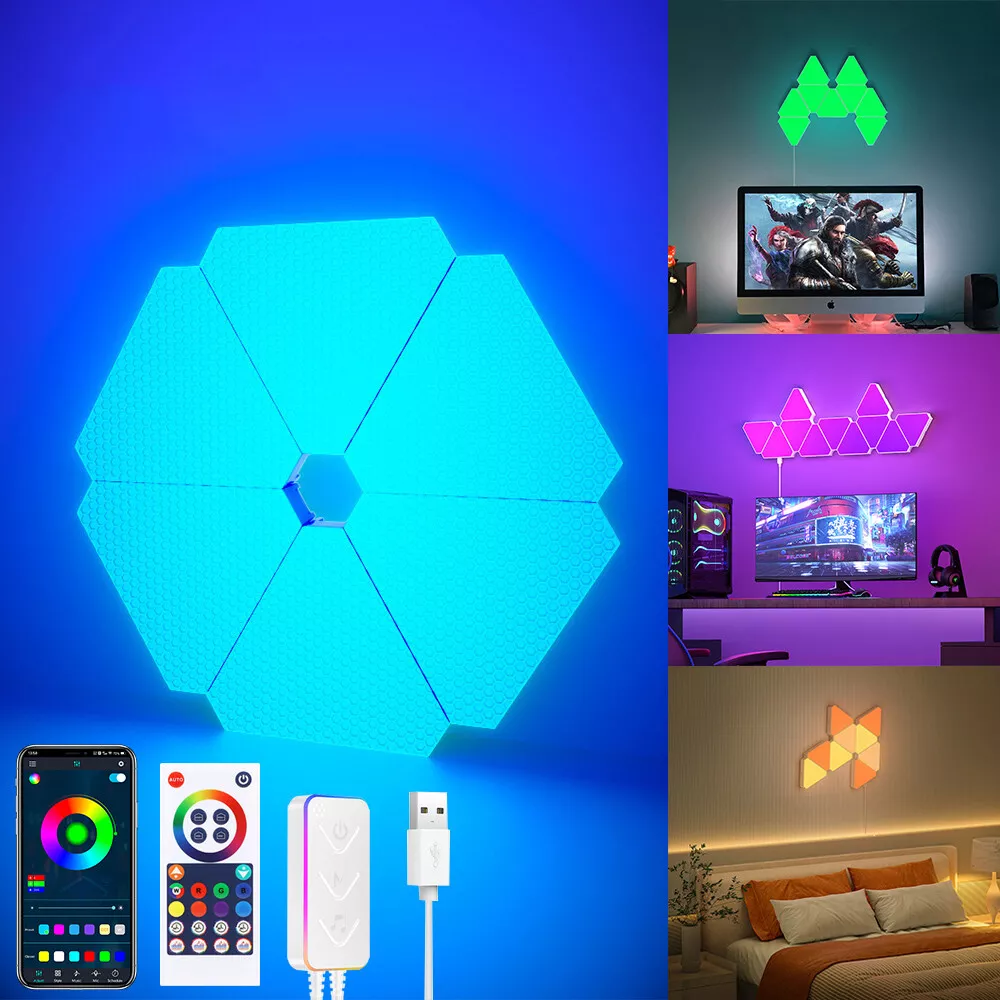 Dimmable RGBIC Colour LED Triangle Wall Sconces Customize Shape