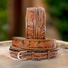 Men's Belt Western Ranger TEXAS Belt Genuine Leather Belt HANDMADE COWBOY USA