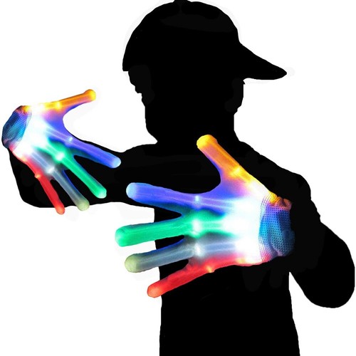 1pc LED Light Up Gloves Rainbow Colourful Flashing Finger For Party Props UK - Picture 7 of 12