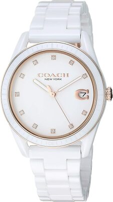 Coach Preston 14503263 White Ceramic Band Swarovski Crystal