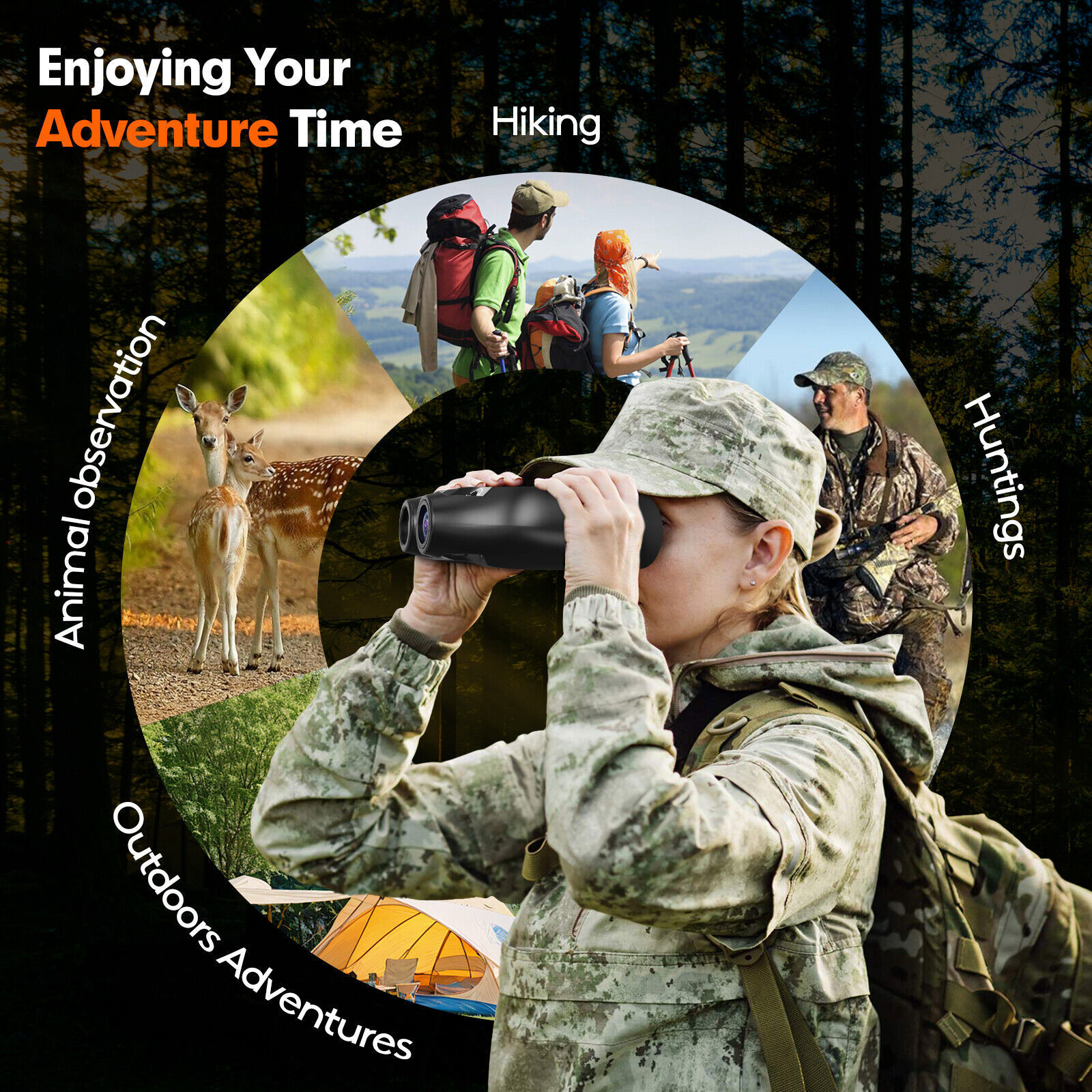 Head Mounted Night Vision Goggles Rechargeable Hand Free Night Vision Binoculars