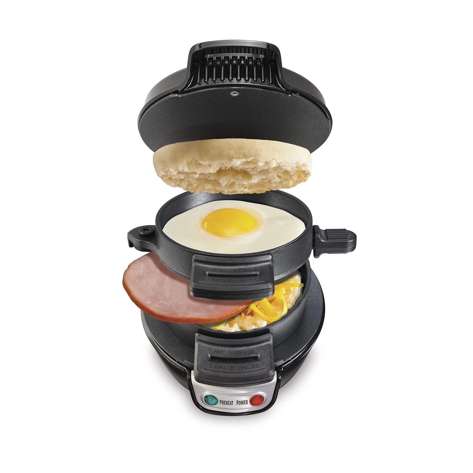 Hamilton Beach Breakfast Sandwich Maker with Egg Cooker Ring Black 25477
