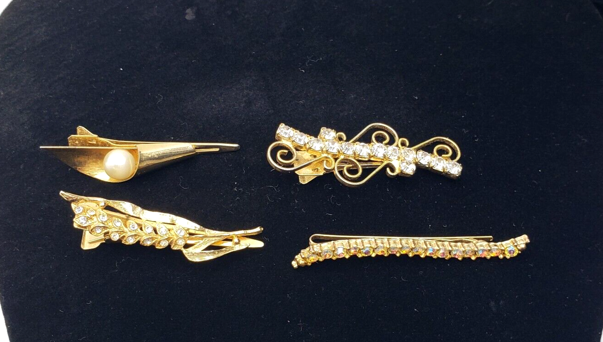 Vintage Signed Lady Ellen Crystal Rhinestone Hair Jewelry Barrette Clip Lady Ellen vintage hair clip Barrette lot crystal AB  main image 2
