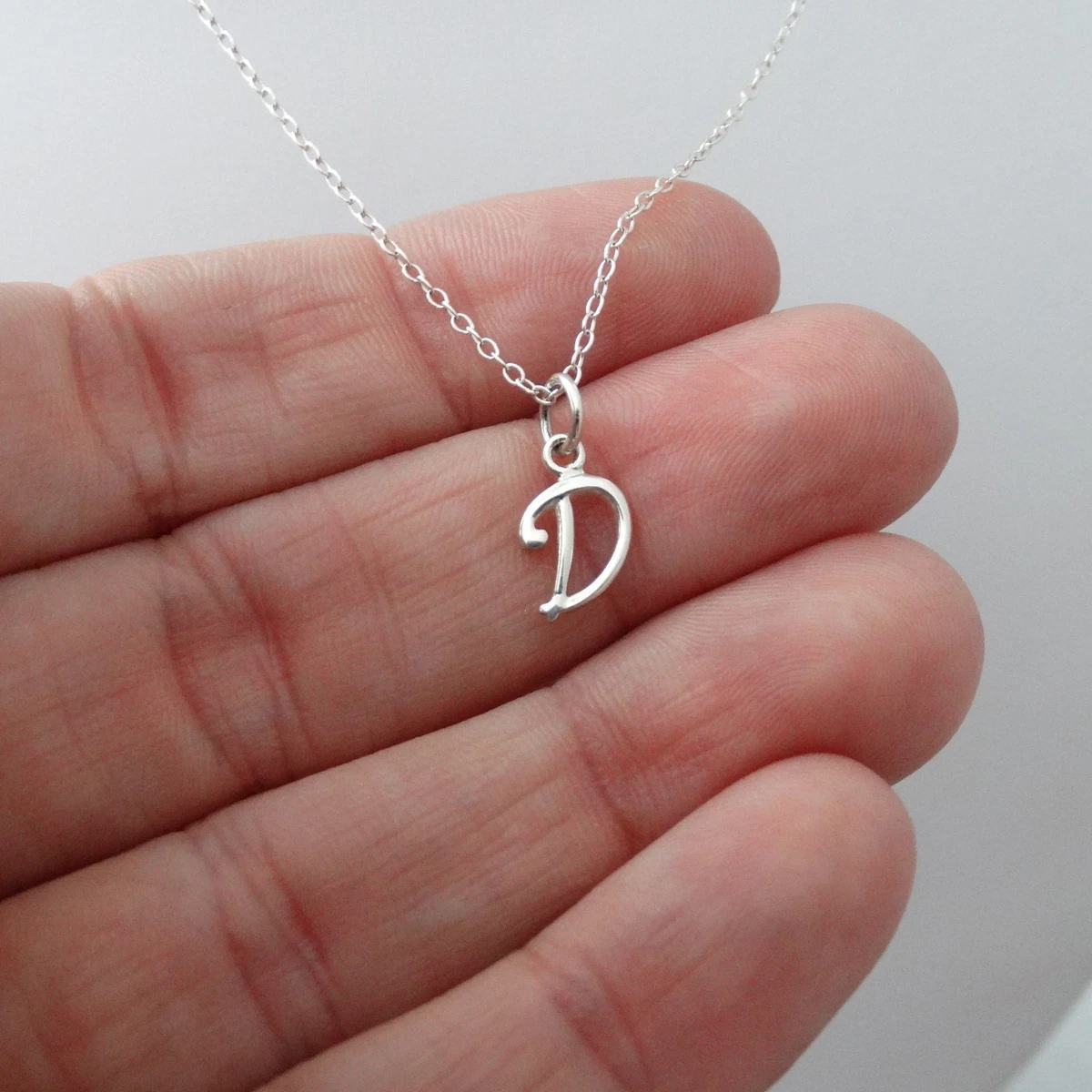 925 sterling silver necklace Initial Letter D Personalized Symbols &  Letters Serif Font