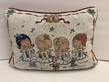 Christmas Tapestry Throw Pillow w/Four Singing Angels 17" x 12"