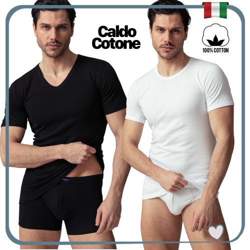 Canottiera Maglia Intima Uomo Manica Corta Girocollo E Scollo V Caldo Cotone Qbo - Foto 2