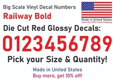 0-10 7"-32" Big Size Vinyl Die Cut Decal Numbers (Red), 6Yrs Outdoor Film