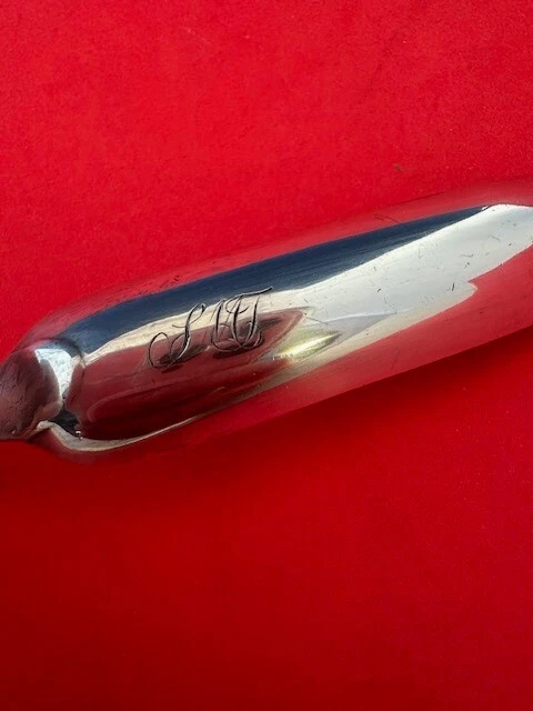 Английский грузинский совок из чистого серебра для костного мозга Лондон 1808 нечитаемые марки 9 дюймов - Изображение 3 из 4