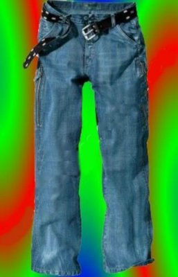 Cool Men USED Retro Jeans Zipper Pants Brand 4Wards S 44 NEW Waist 37 cm
