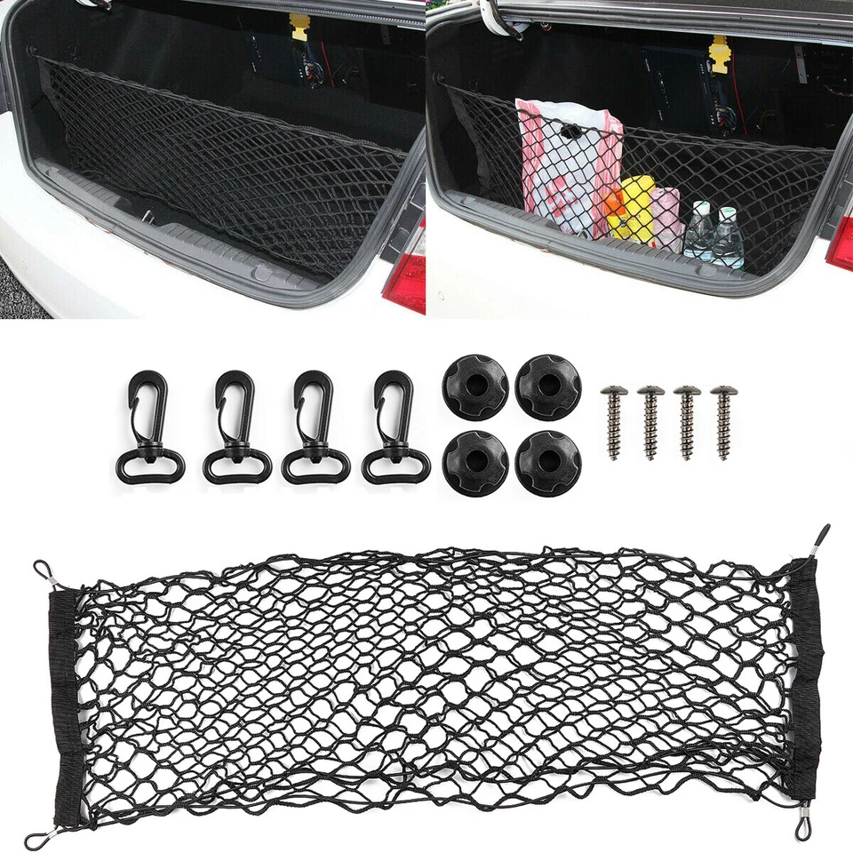 Trunk CARGO NET Car Nylon Elastic Mesh Organizer Truck SUV Universal 4 Hook Rear Foto 4 de 4