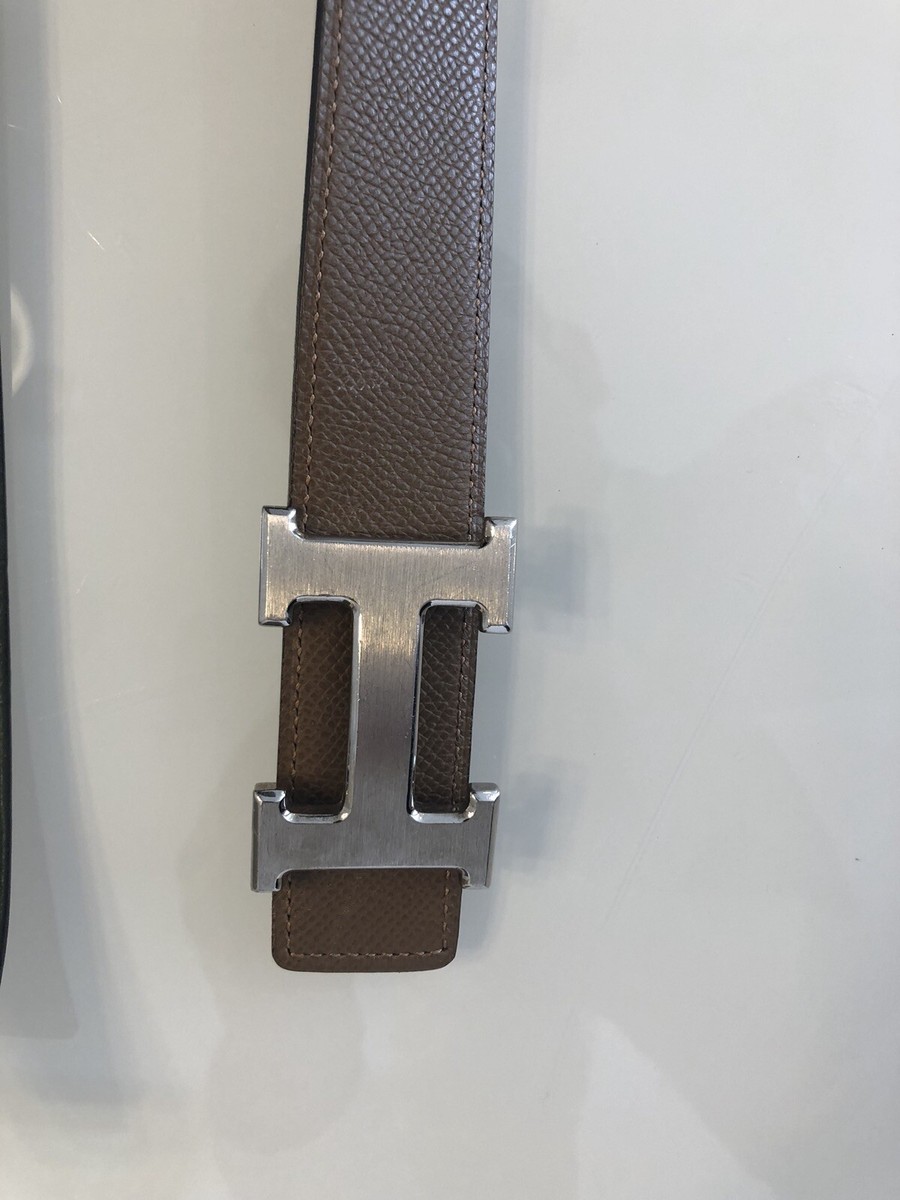 Hermes H belt buckle & Reversible leather strap Tan/olive  display picture 3