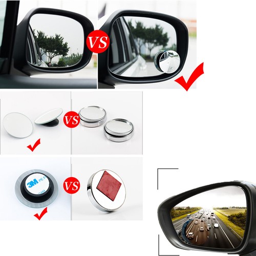2 x Car Rear View Mirror 360° Rotating Wide Angle Convex Blind Spot Mirror - Picture 3 of 12