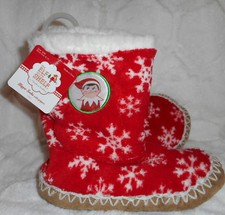 THE ELF ON THE SHELF BOYS GIRLS NON SKID SLIPPERS SOCKS RED SNOWFLAKE 8-13 NEW