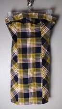 Urban Outfitters Goldenrod Navy Plaid Strapless Mini Dress Small