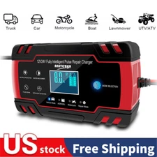 12V/8A 24V/4A Automatic Smart Car Battery Charger for Marine Boat AGM Lawn Mower