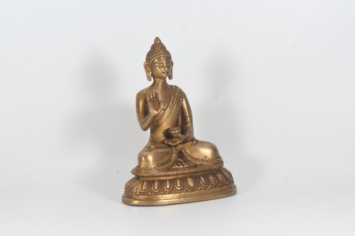 Meditating Antique Handmade Brass Vintage Shakyamuni Amitabha Buddha Statue Art - Picture 5 of 7