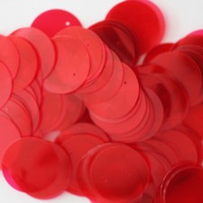 20mm ROUND SEQUIN PAILLETTE ~ RED See-thru ~ Made in USA