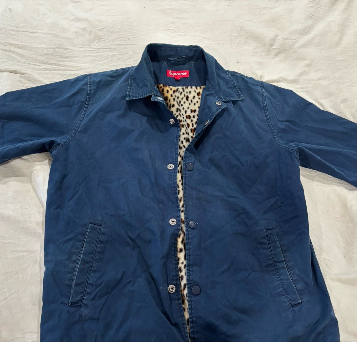 supreme leopard lined coaches jacket NAVY size  S… - image 1