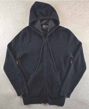Men's Vince Cashmere Wool Hooded Full Zip Sweater Dark Gray Size-M