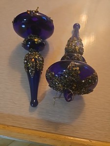 Stunning Purple  Finial Chritmas Ornaments Set Of 2