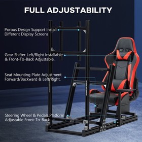 Supllueer 4080Aluminum Racing Sim Cockpit With TVStand Red Seat Fit LogitechG920