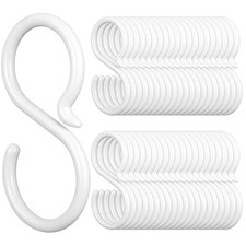 40-Pack Secure  Quiet Plastic S Hooks, Flexible Neck for Easy Twist  Lock