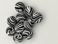 10 15mm Silicone Beads In Zebra