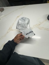 Balenciaga White Solid Baseball Cap Adjustabl...