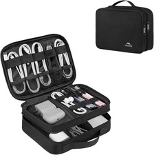 Small Electronic Organizer Travel Case, Double Layer Cable Organizer for Trave