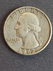 1962-D Silver Quarter, Washington 25C, 90% Silver, 6.17g, Circulated