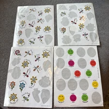 Vtg Hallmark Stickers Rewards Fingerprints Flowers Butterfly Sun Smiley Face Fly
