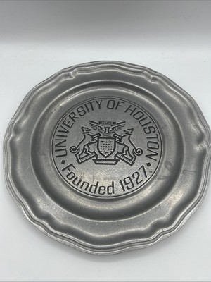 Houston Cougars Plate Vintage Commemorative 10'' Queen Anne Metal Plate -93 HD G1