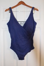 Women's One Piece Swimsuit Navy Blue NWOT Size 16, Padded Scoop Back V-neckline