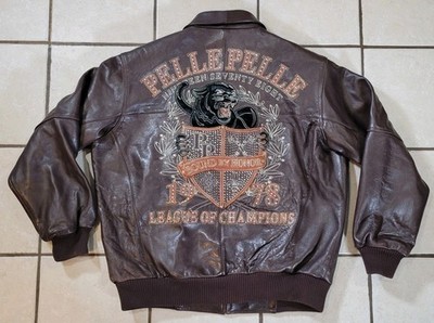 Pelle Pelle Marc Buchanan Embroidered Panther Leather Jacket Mens