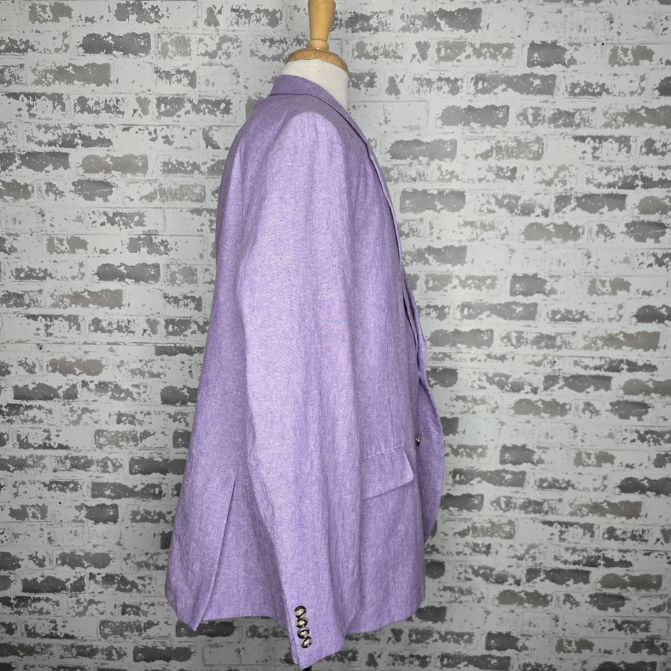 Abrigo deportivo Stafford para hombre 50R mezcla de lino lavanda 2 botones doble ventilación Foto 3 de 4