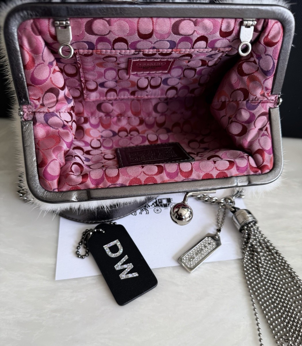 COACH LIMITED EDITION GENUINE MINK / METALLIC SILVER LEATHER