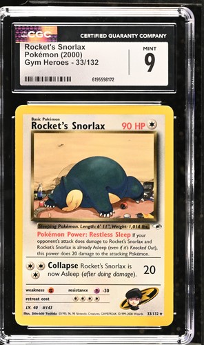 Rocket's Snorlax (Unlimited) graded CGC 9 for sale on eBay