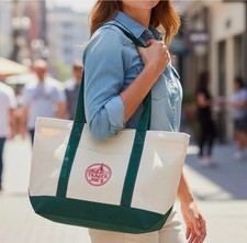 Trader Joe  s Limited Edition Green Blue Canvas Tote Bag  Embroidered Logo USA    