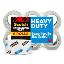 Scotch Heavy Duty Packaging Tape 3" Core Clear 1.88"x54.6yds 6 Rolls - Durable