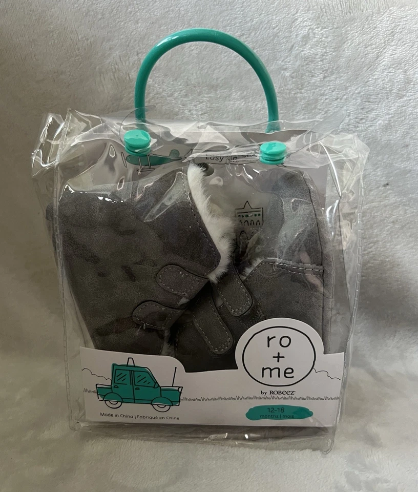 Ro + Me Robeez ботинок ботинки Baby мальчиков Sz 12-18 М серый маленький медведь туфли искусственного меха - Изображение 3 из 4