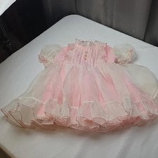 VTG Bea Happy by Haddad Toddler Girls Dress Pink/White Checker Ruffly Sz 4 EUC