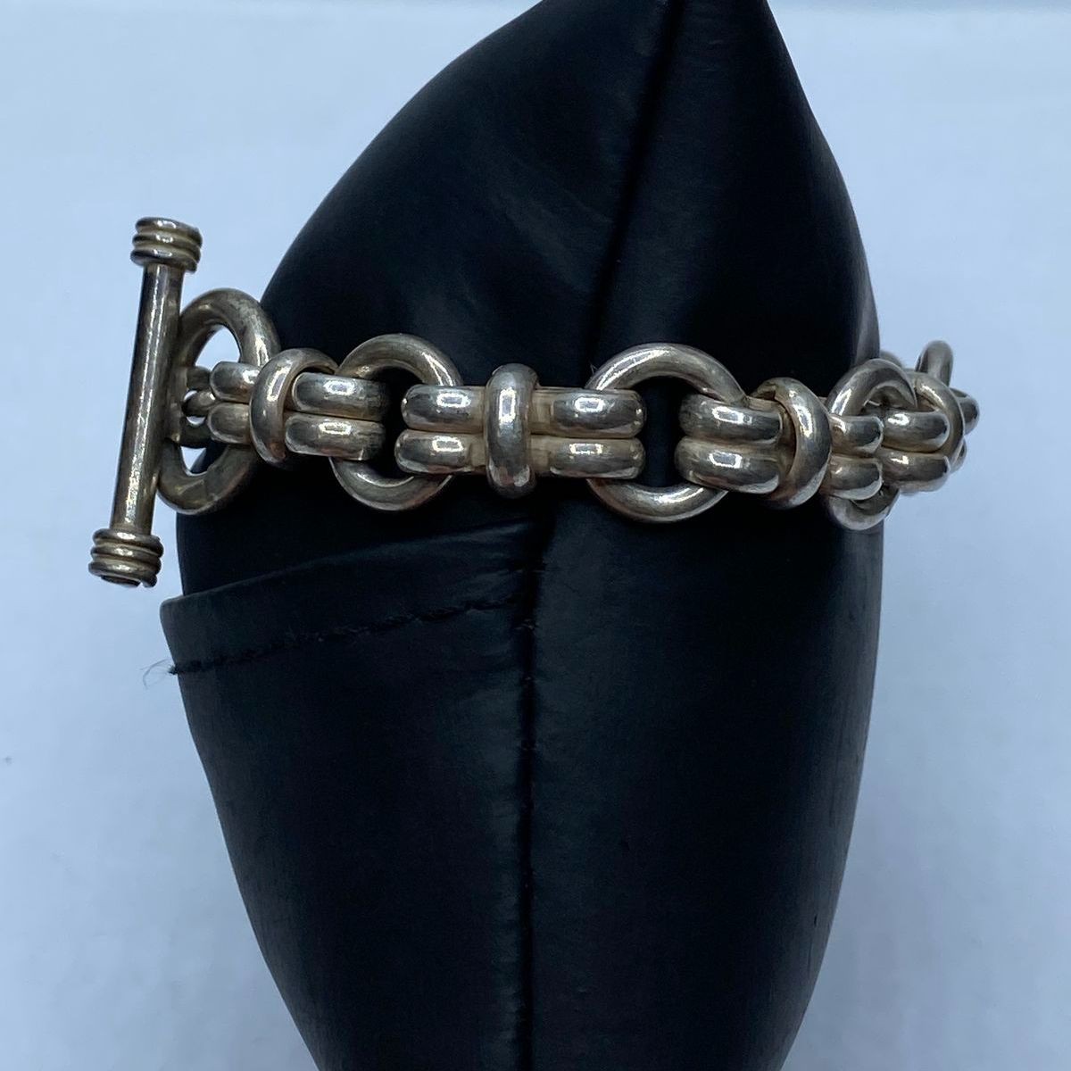 Sterling Silver Unique Link Toggle Bracelet 55.1g - image 4