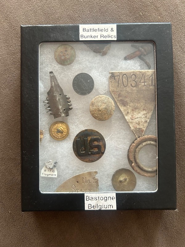 WWII Bastogne Belgium Battlefield & Bunker Relics Display – Battle of the Bulge
