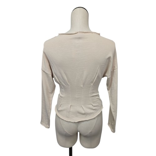 NWT Anthropologie Pilcro Corset Sweatshirt Womens Size XXS Cotton Cream Neutral - Picture 2 of 9