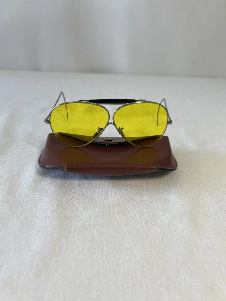 Gafas de sol Willson de aviador/tiro vintage raras de la Segunda Guerra Mundial, estuche, excelente estado Foto 2 de 4