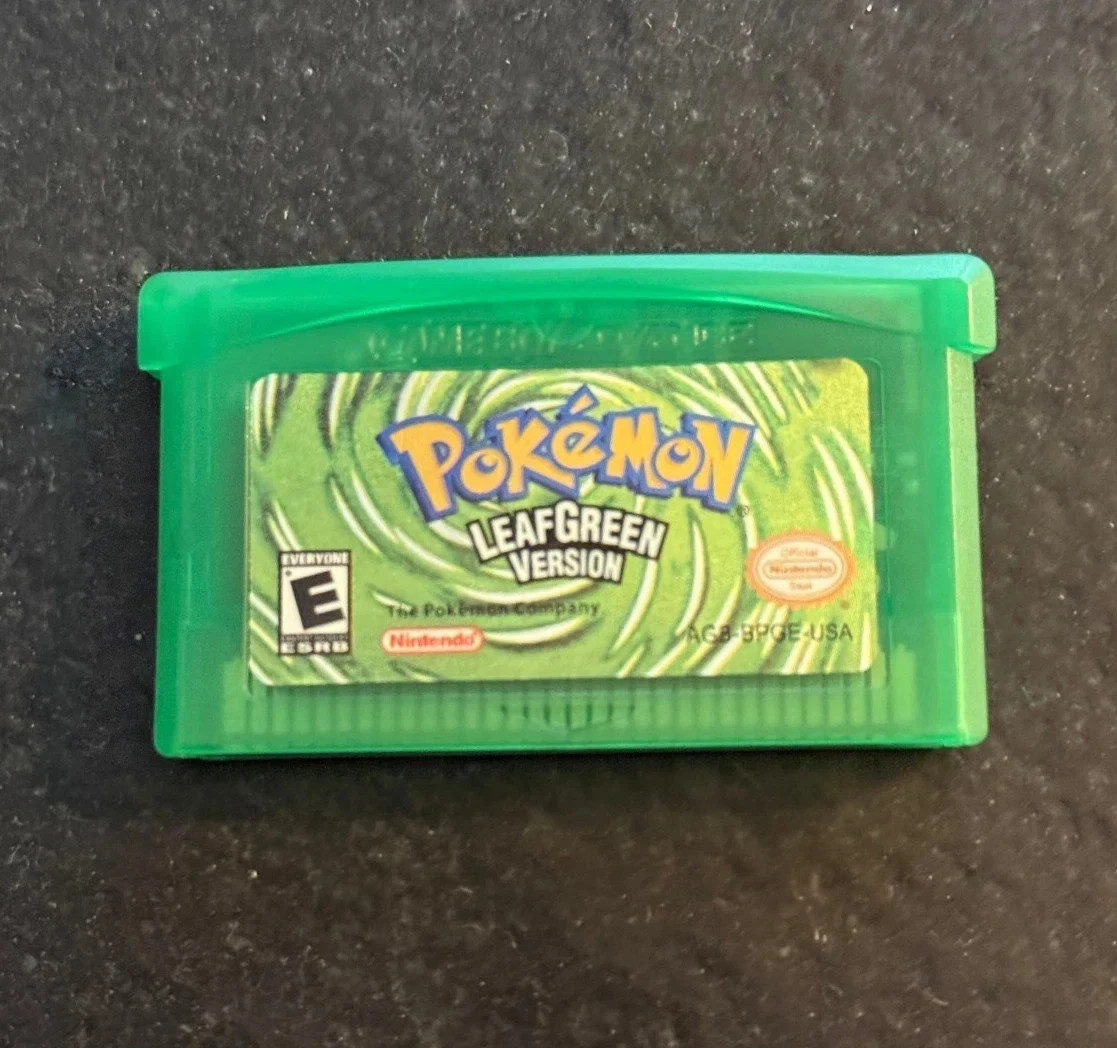 Pokemon Leaf Green Version Cartridge for Game Boy Advance (GBA) Tested & Saves!
