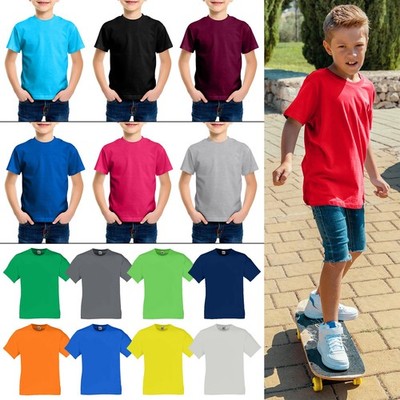 Kinder Uni T-Shirt Jungen Mädchen Baumwolle Fruit of the Loom Kindershirt Alter 1-15